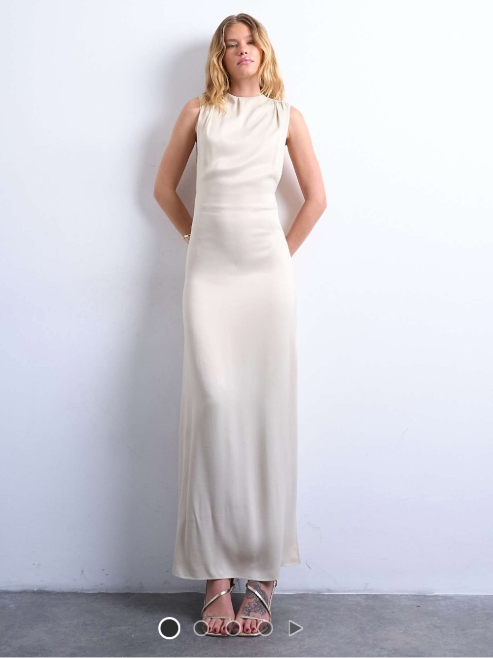 Topshop Cream Sleeveless High-Neck Maxi Jumpsuit